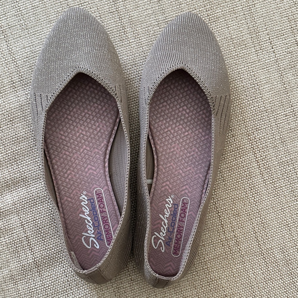 Skechers Cleo Flats Memory Foam Metallic Fibers Stretch Fit - Picture 5 of 13